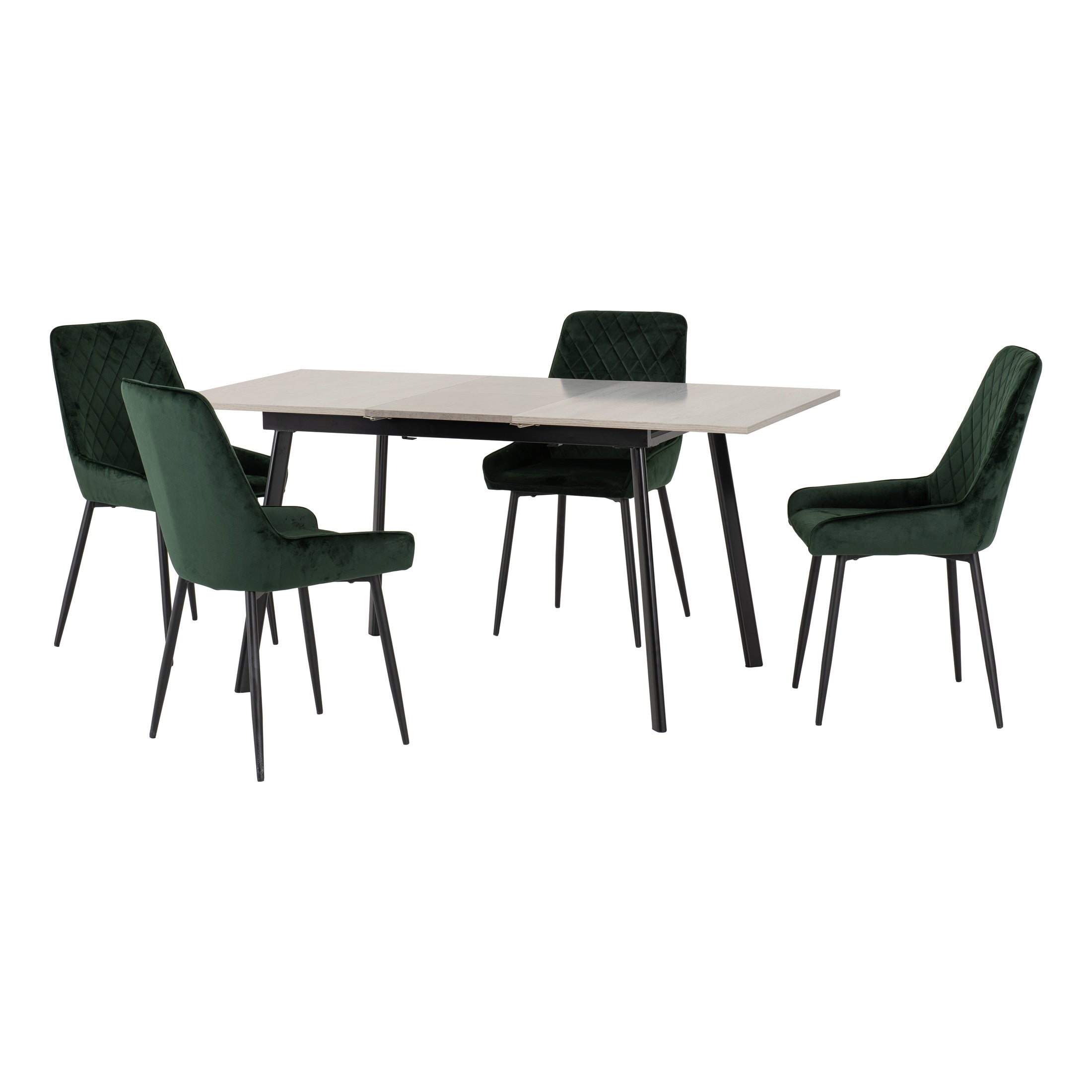 Avery Rectangular Extendable Dining Table With 4 Chairs Green