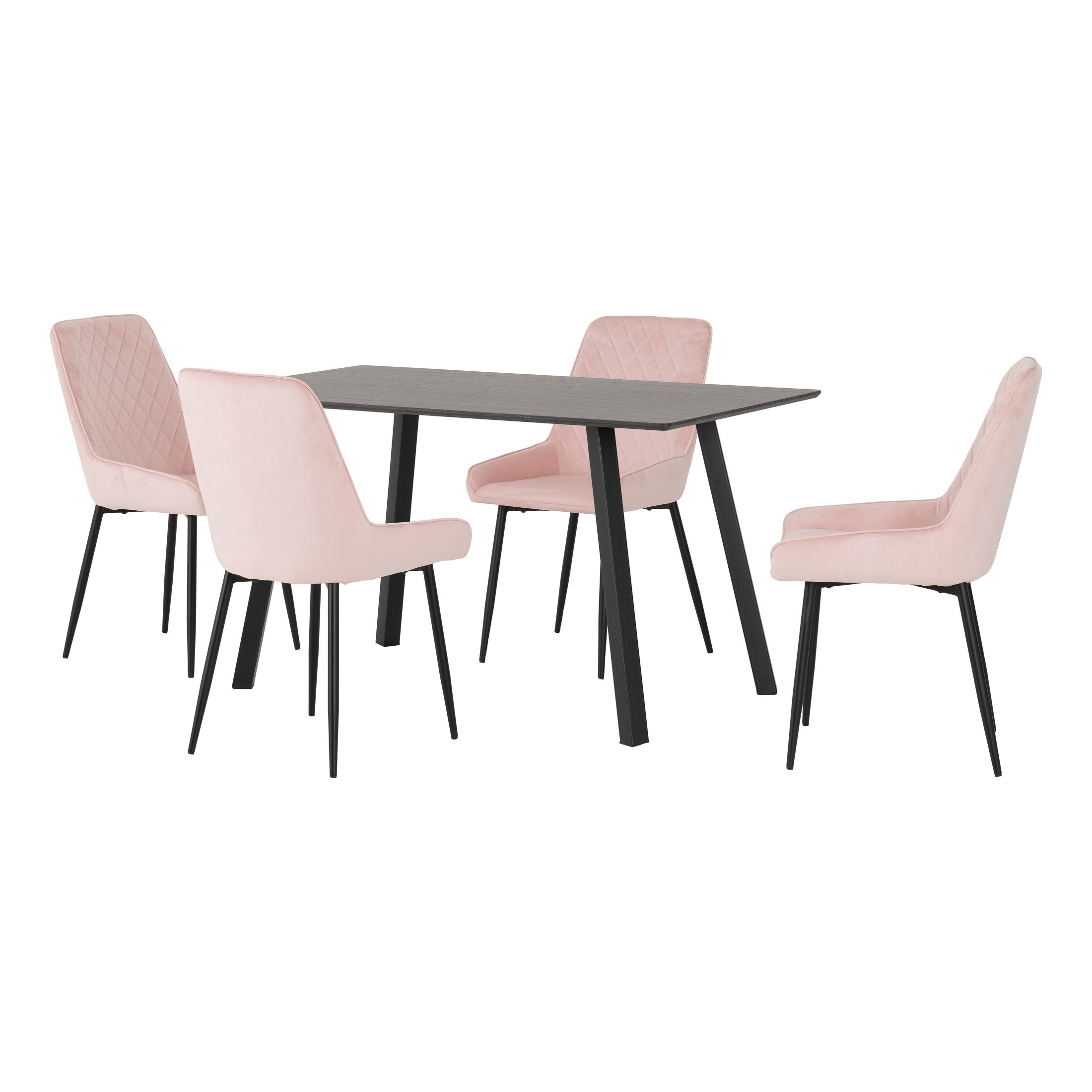 Berlin Rectangular Dining Table With 4 Avery Chairs Pink