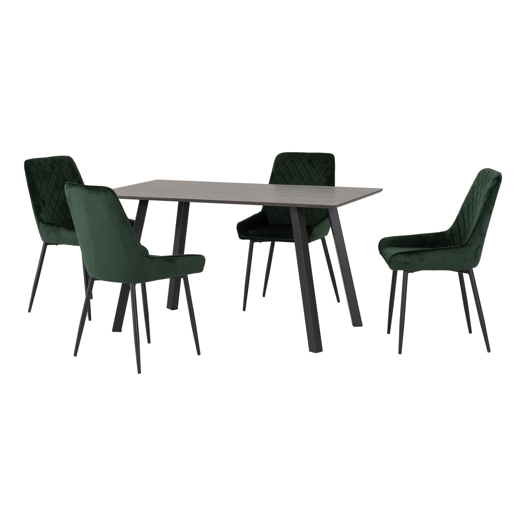 Berlin Rectangular Dining Table With 4 Avery Chairs Green