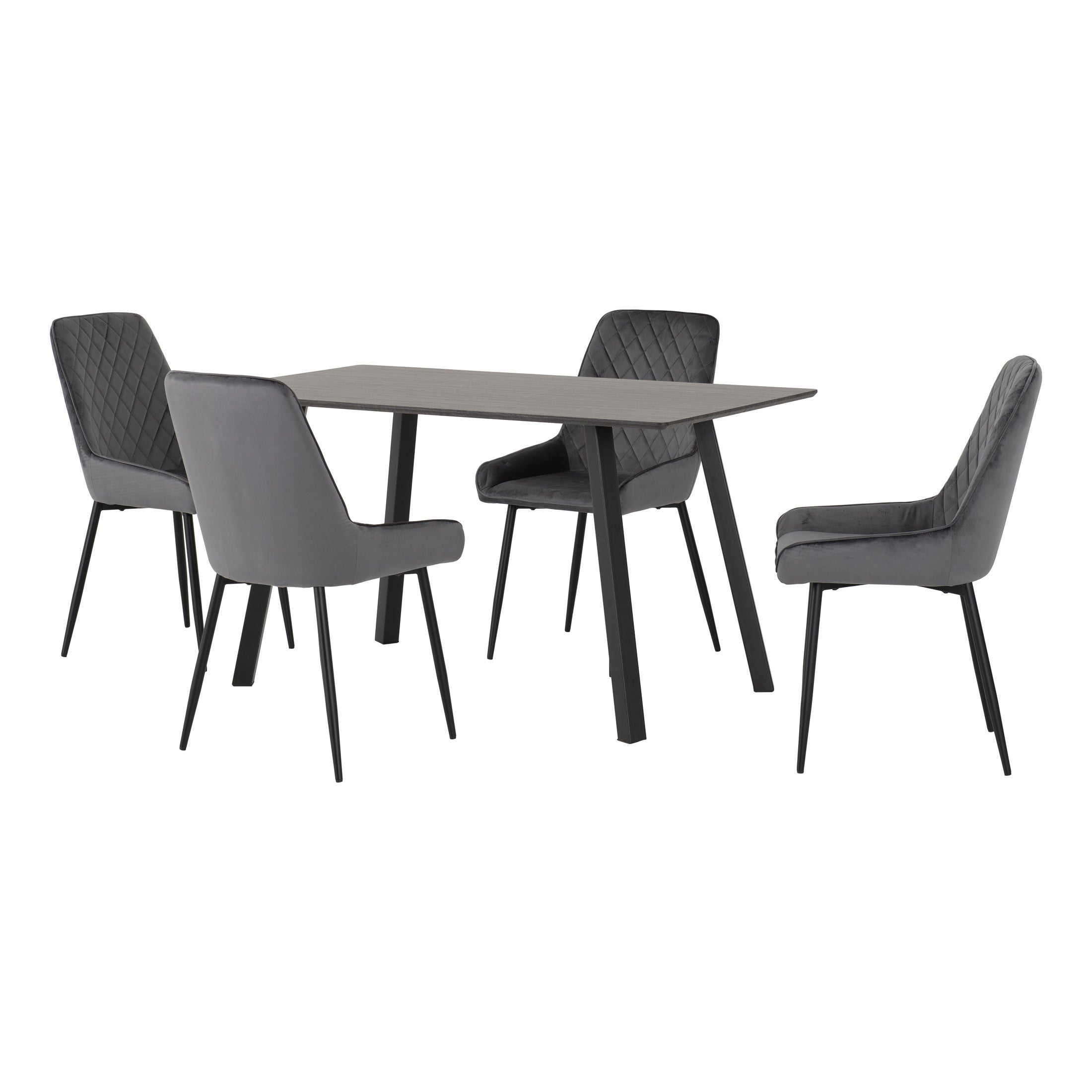 Berlin Rectangular Dining Table With 4 Avery Chairs Grey