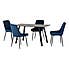 Berlin Rectangular Black Wood Dining Table with 4 Avery Blue Dining Chairs