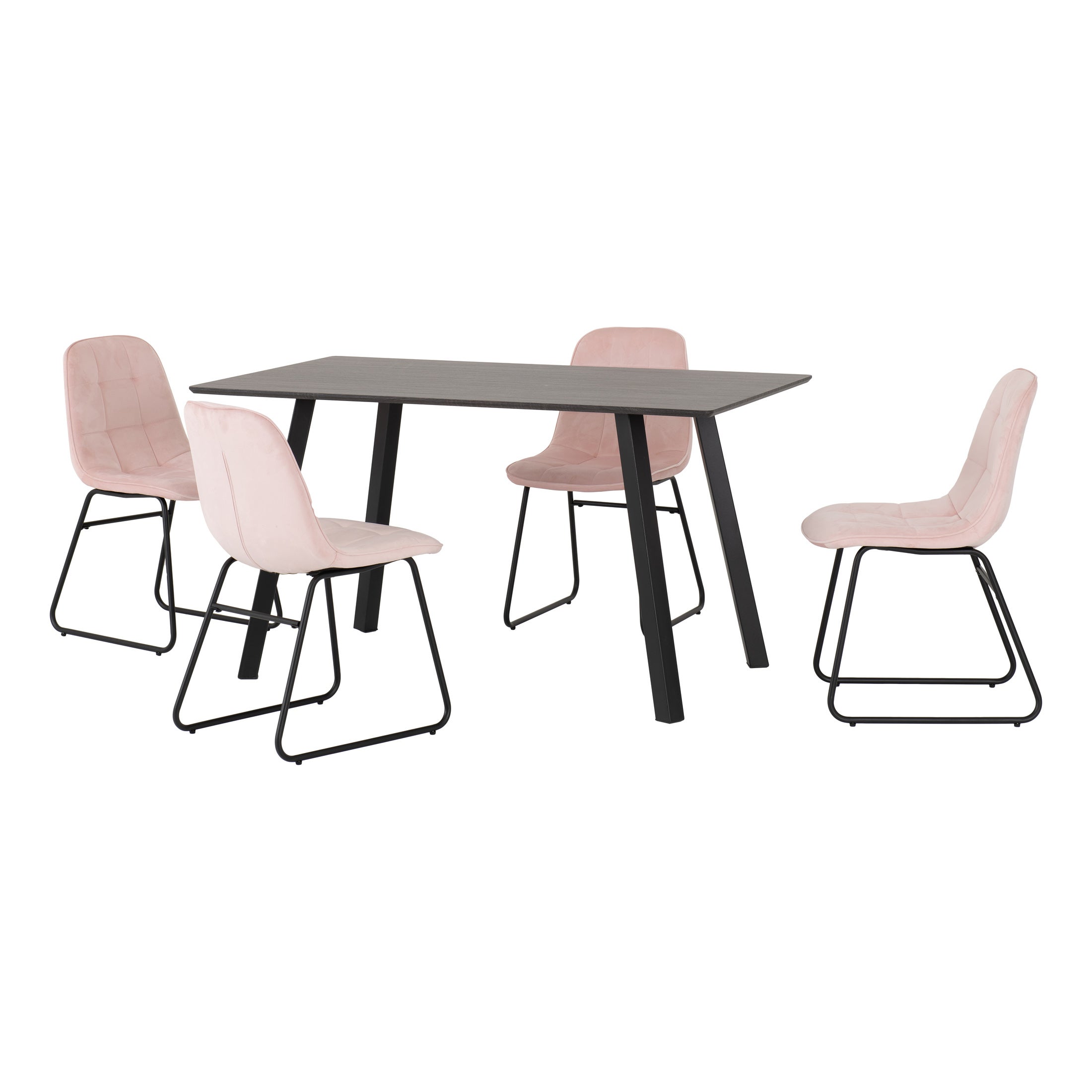 Berlin Rectangular Dining Table With 4 Lukas Chairs Pink