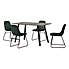 Berlin Rectangular Black Wood Dining Table with 4 Lukas Blue Dining Chairs