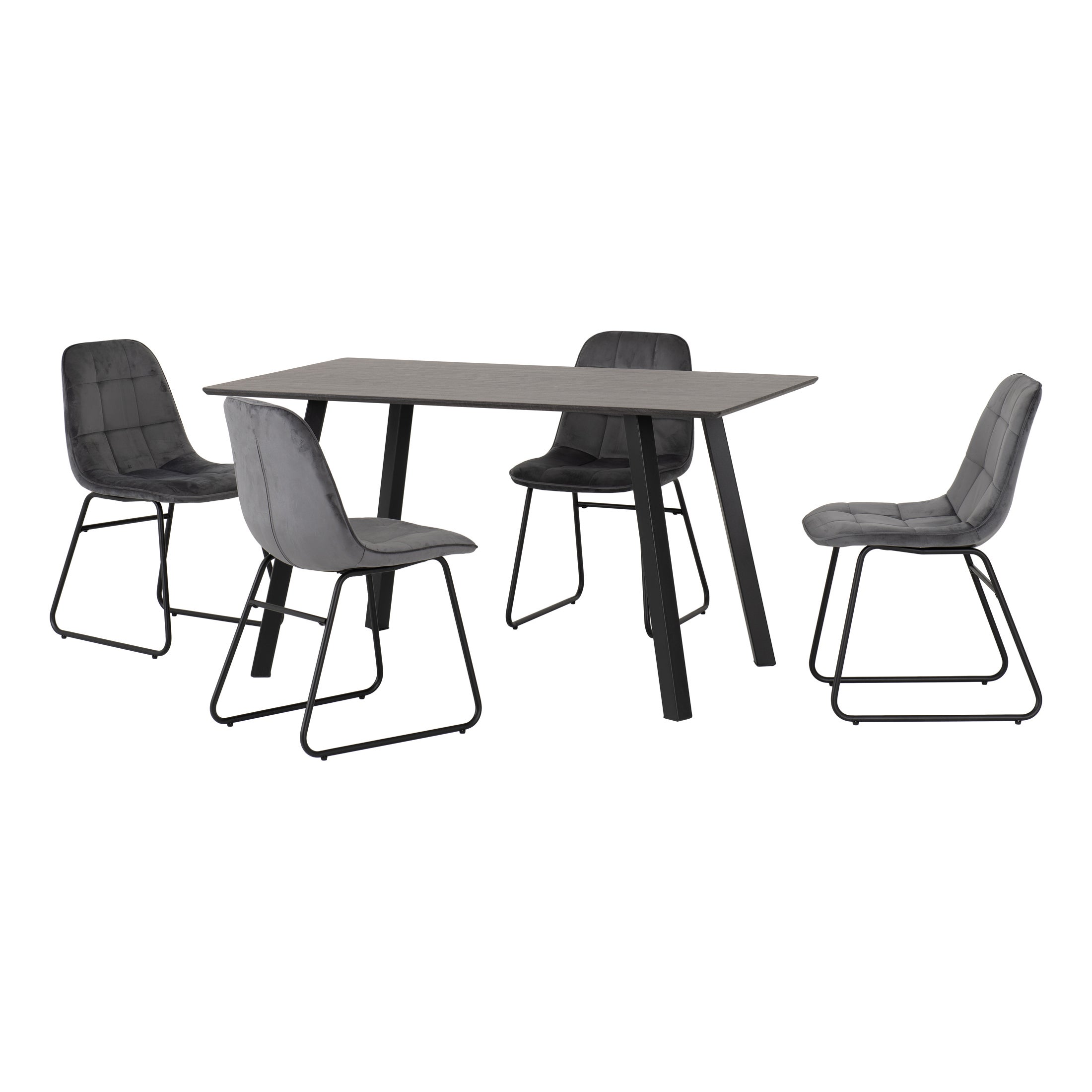 Berlin Rectangular Dining Table With 4 Lukas Chairs Grey