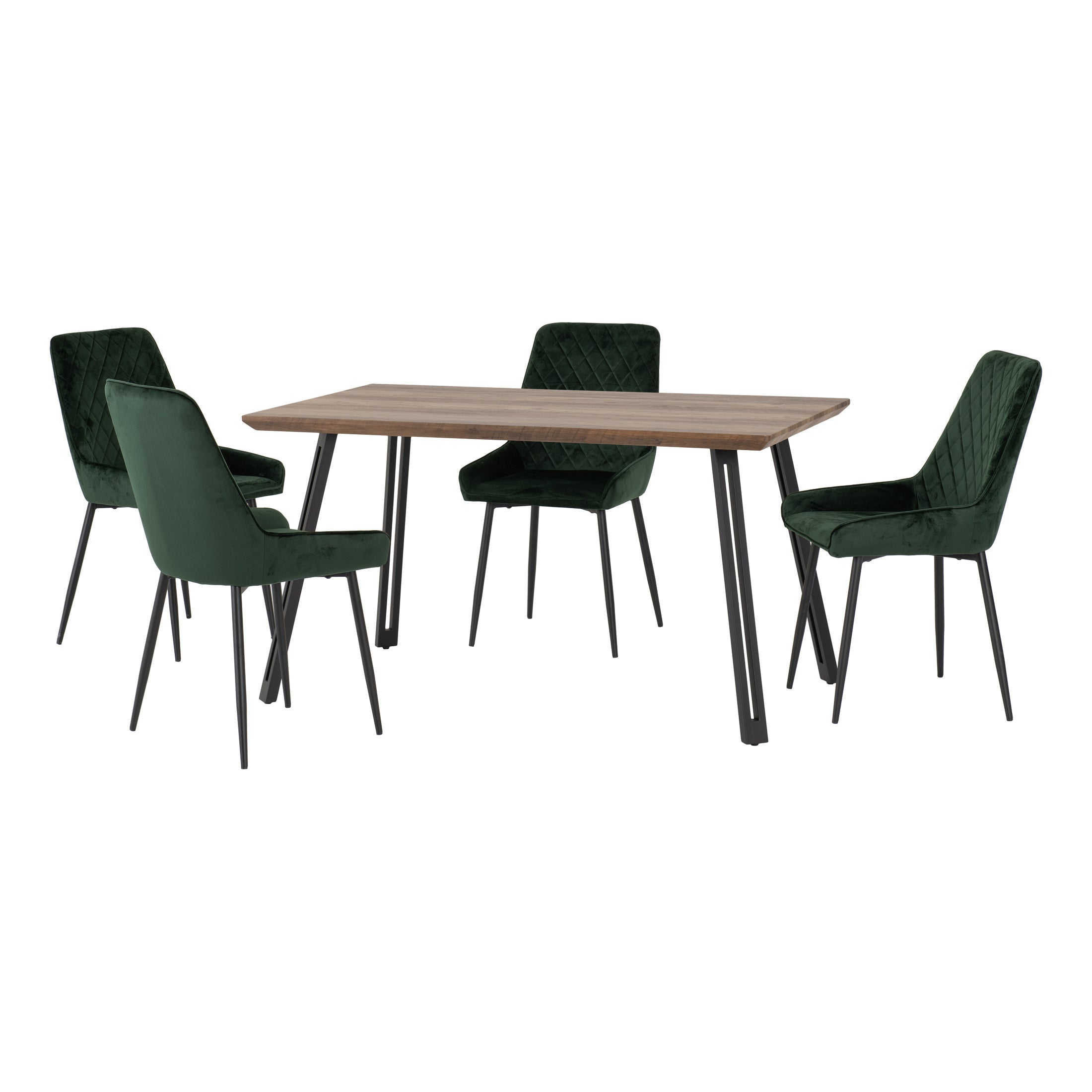 Quebec Rectangular Dining Table With 4 Avery Chairs Green