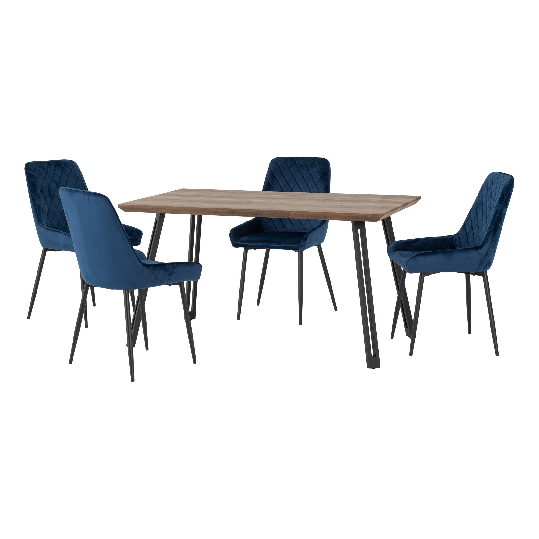 Quebec Rectangular Dining Table with 4 Avery Chairs Navy Blue