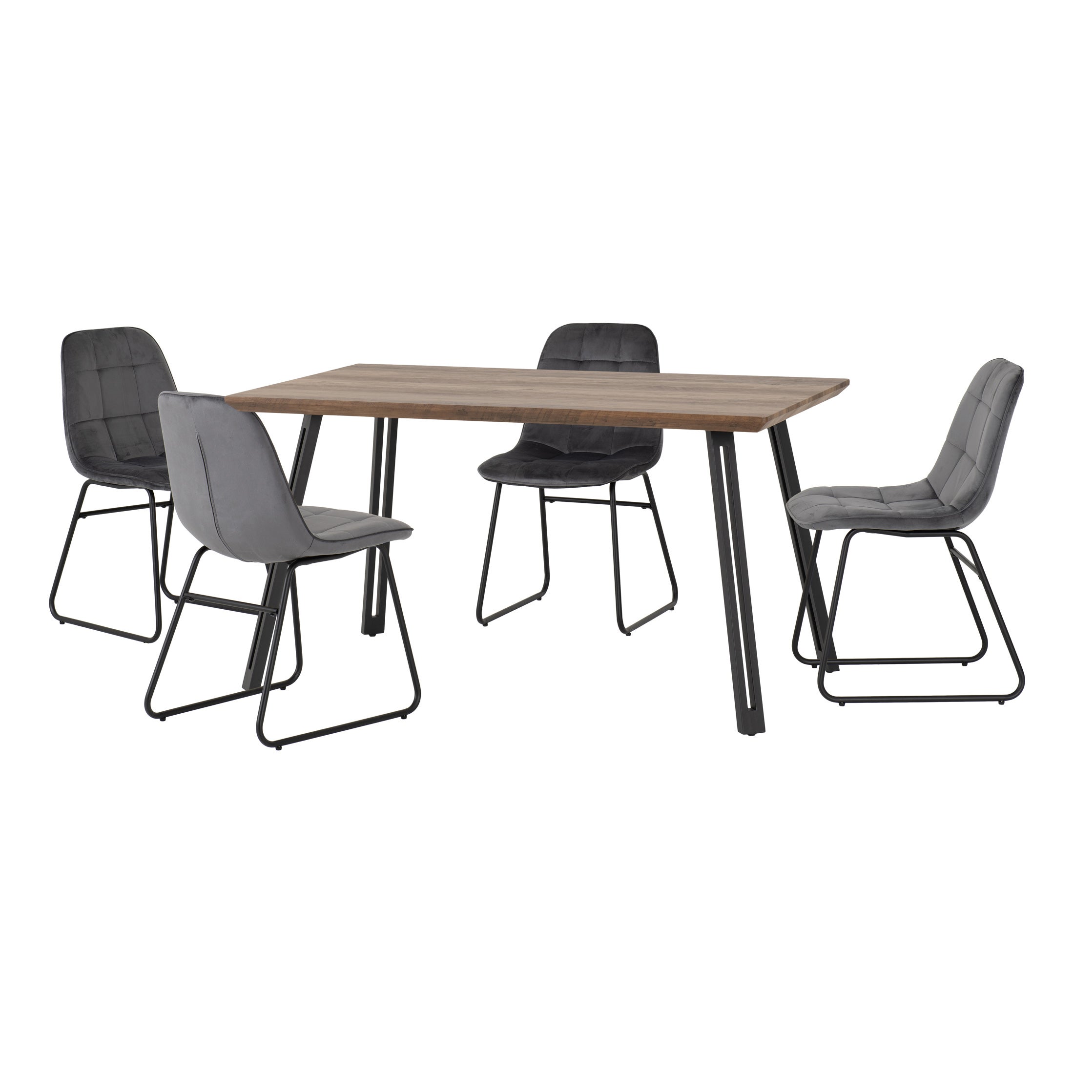 Quebec Rectangular Dining Table with 4 Lukas Chairs Grey