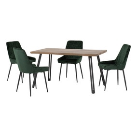 Quebec Wave Rectangular Dining Table with 4 Avery Chairs