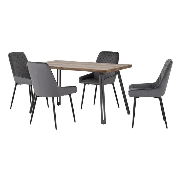 Quebec Wave Rectangular Dining Table with 4 Avery Chairs image 1 of 9