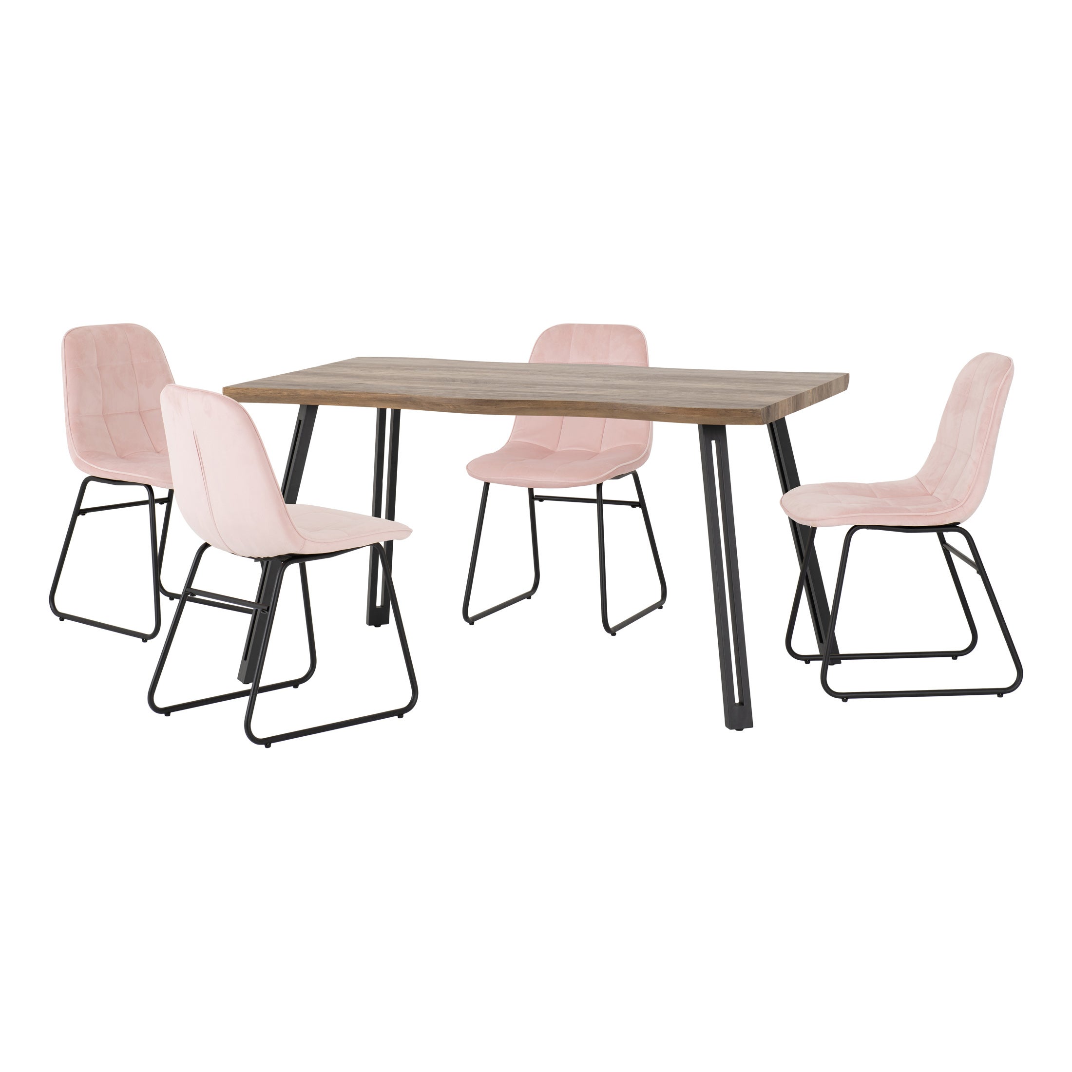Photos - Sofa Wave Quebec  Rectangular Dining Table with 4 Lukas Chairs Pink 