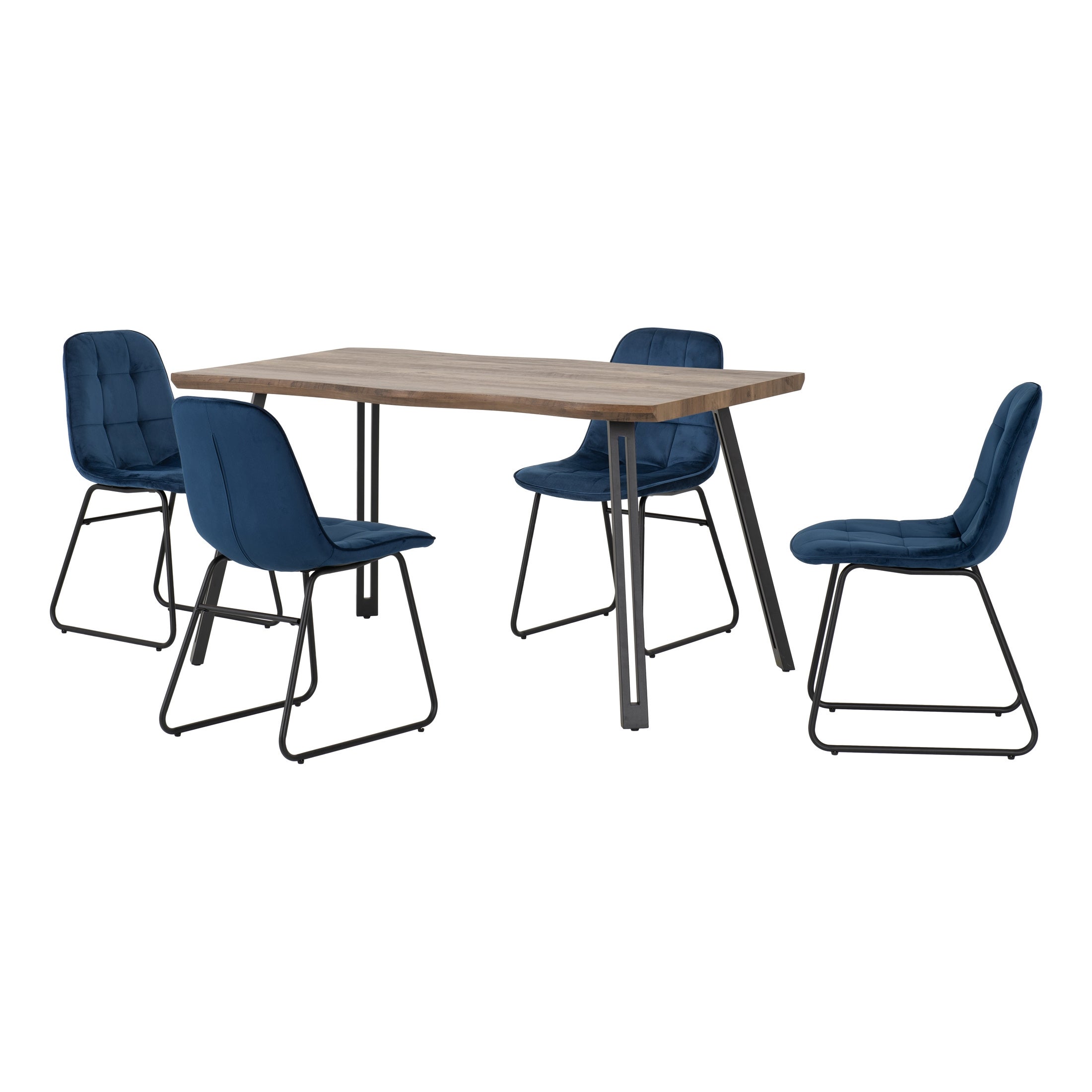 Photos - Sofa Wave Quebec  Rectangular Dining Table with 4 Lukas Chairs Navy Blue 