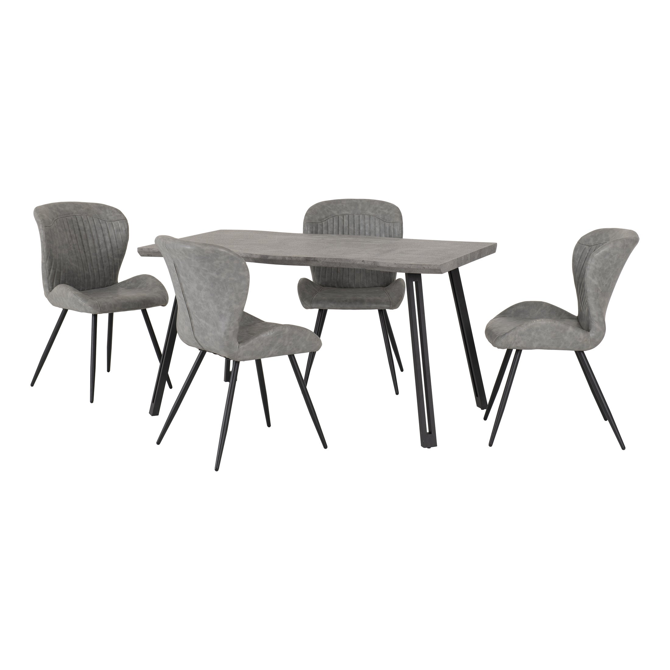 Photos - Sofa Wave Quebec  Rectangular Dining Table with 4 Chairs, Grey Concrete Effect G 
