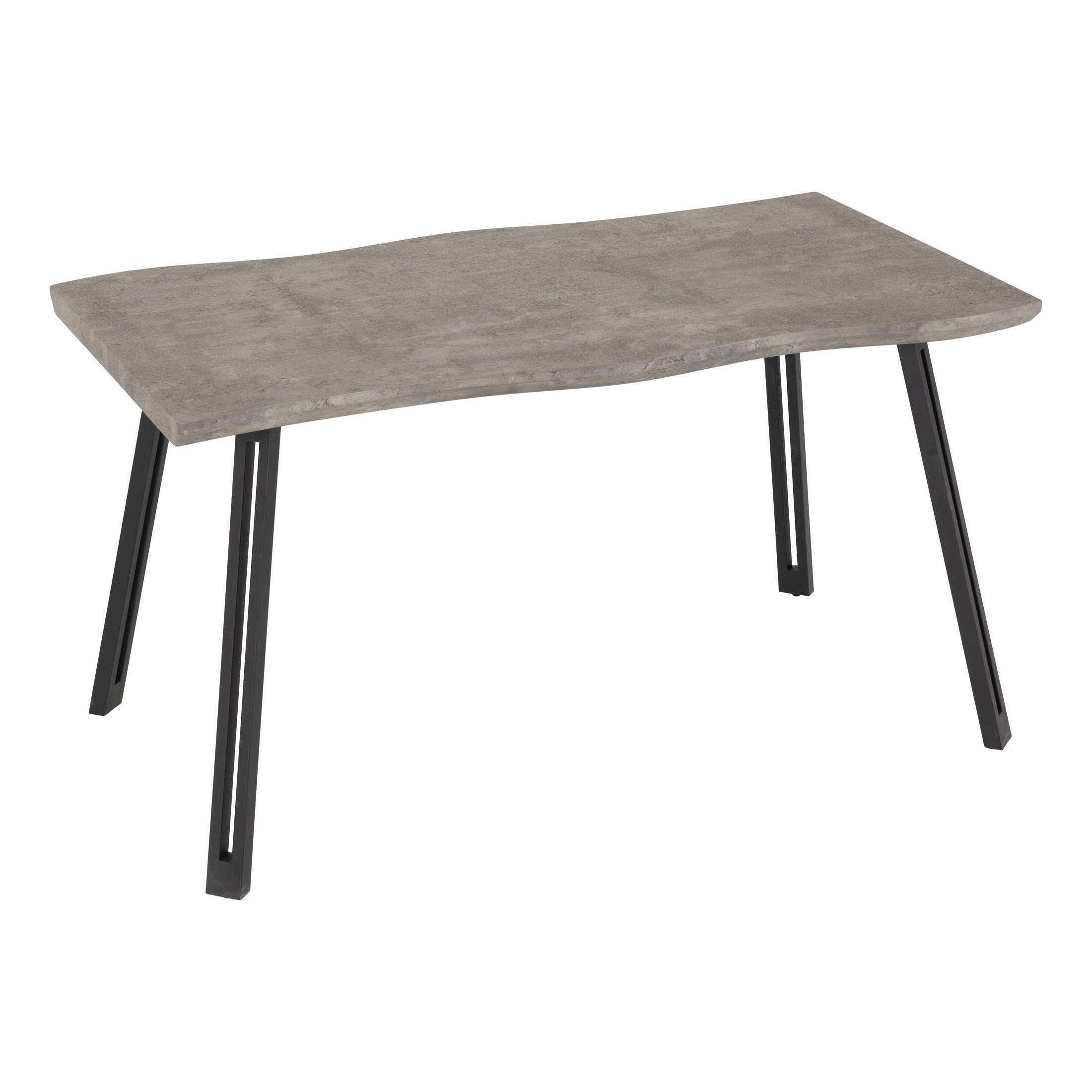 Quebec Wave 4 Seater Rectangular Dining Table Grey Concrete Effect Grey