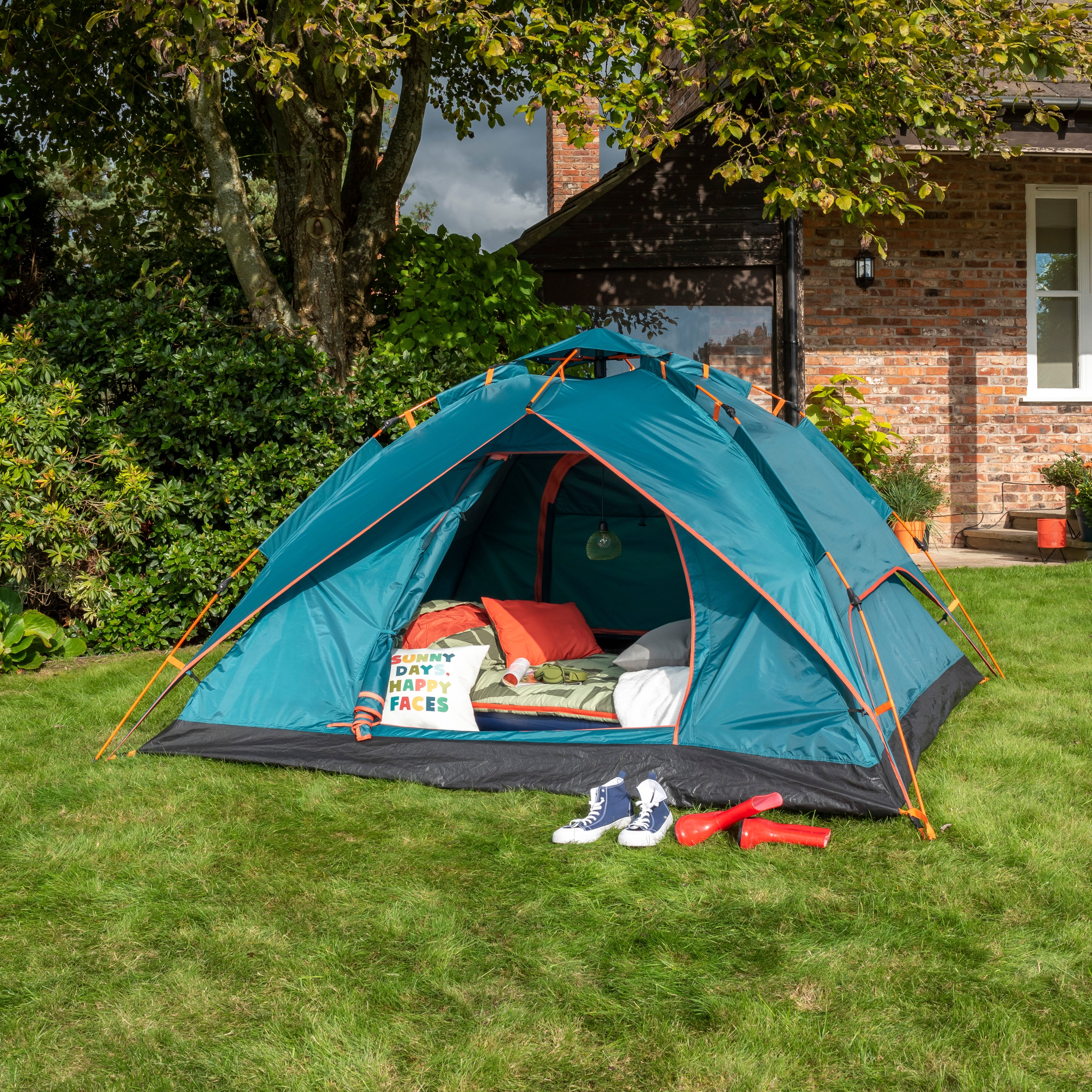 4 Person Easy Up Tent Peacock and Lily | Dunelm