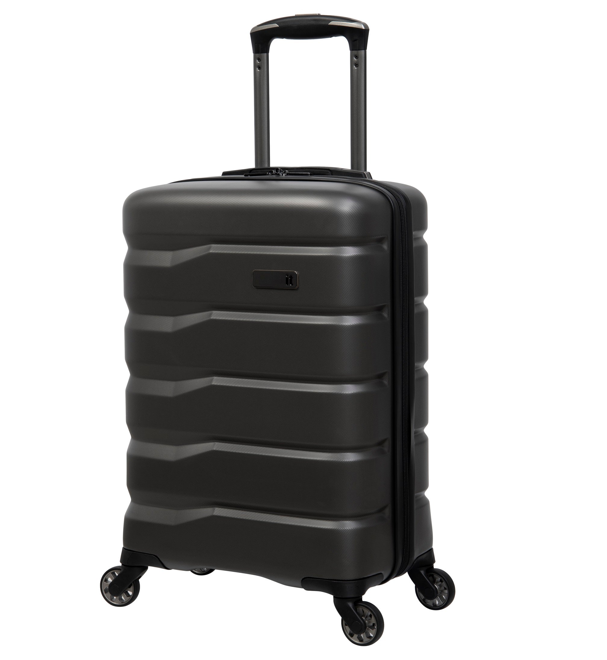 IT Luggage Dark Grey Gravitate 4 Wheel Trolley Suitcase