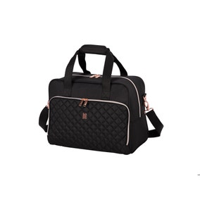 IT Luggage Black & Rose Gold Divinity Quilted Holdall