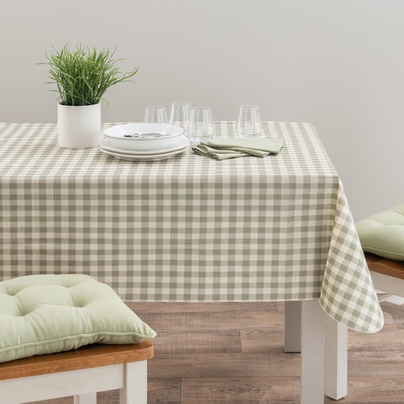 Sage Gingham Tablecloth Dunelm