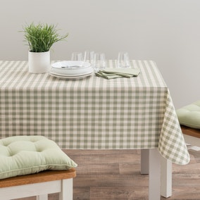 Gingham Wipe Clean Tablecloth Sage