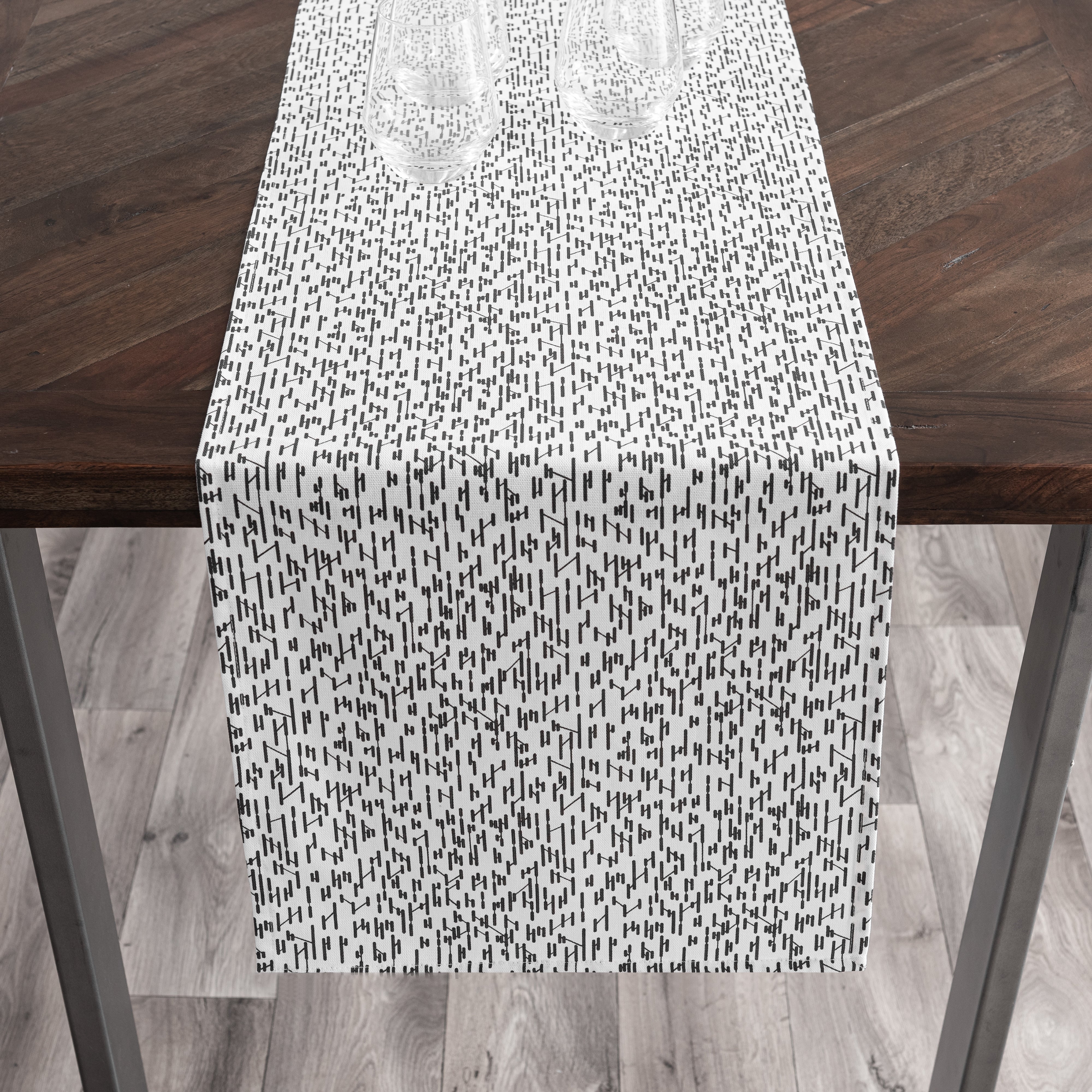 Image of Hurdle Printed Table Runner Black/White