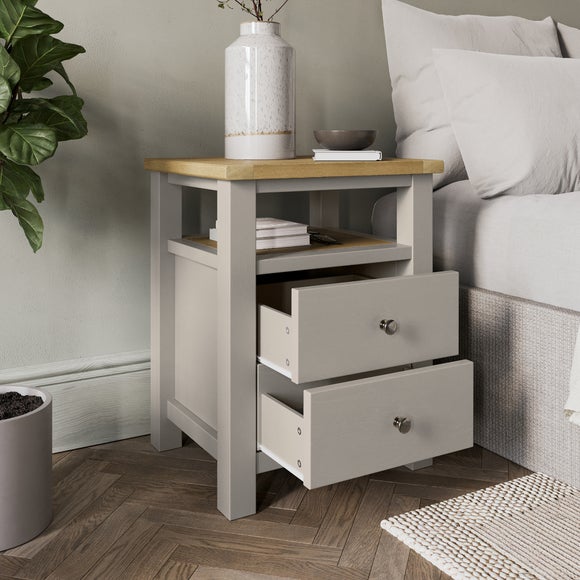 Olney 2 Drawer Bedside Stone | Dunelm