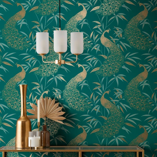 Luxe Peacock Wallpaper | Dunelm