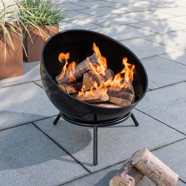 Black Round Egg Open Fire Pit Bowl image 1 of 2