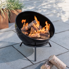 Black Round Egg Open Fire Pit Bowl