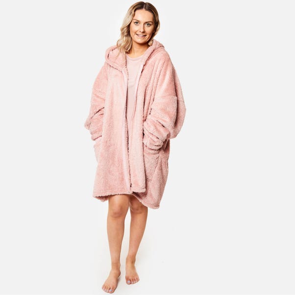 Brentfords Adult Teddy Fleece Zip Oversized Blanket Hoodie | Dunelm