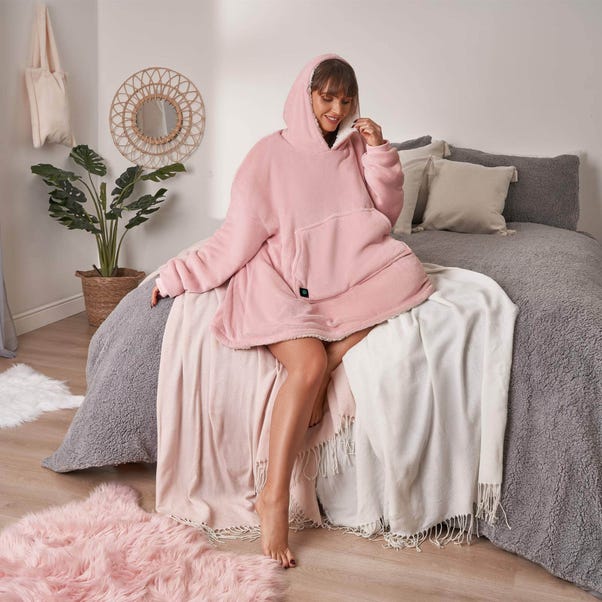 OHS Heatable Adult Oversized Blanket Hoodie Blush