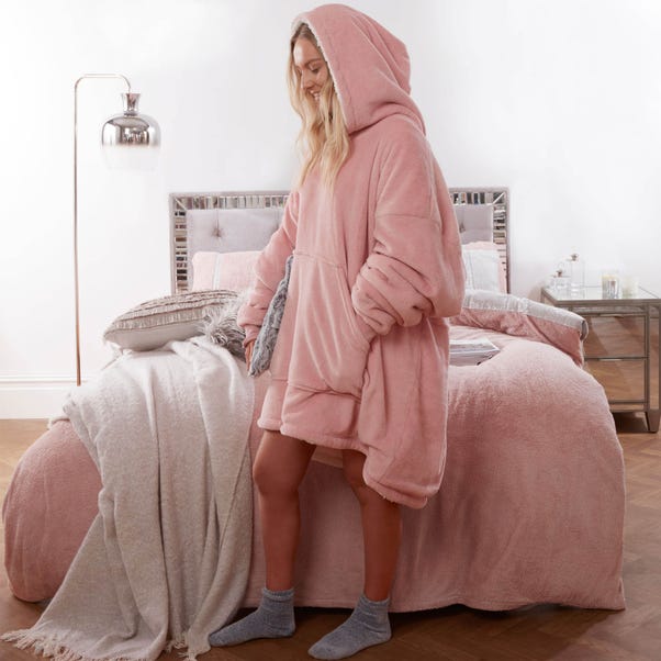 Sienna Coral Adult Fleece Oversized Blanket Hoodie Blush