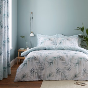Serenity Palm Leaf Seafoam Duvet Cover and Pillowcase Set