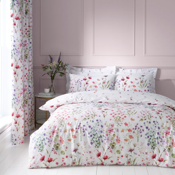 Watercoloured Floral Pink Duvet Cover and Pillowcase Set image 1 of 6