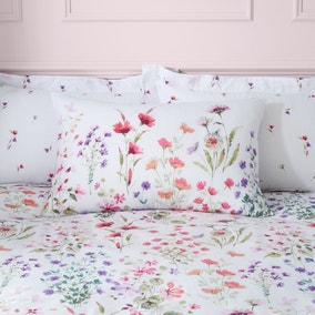 Watercoloured Floral Pink Oxford Pillowcase
