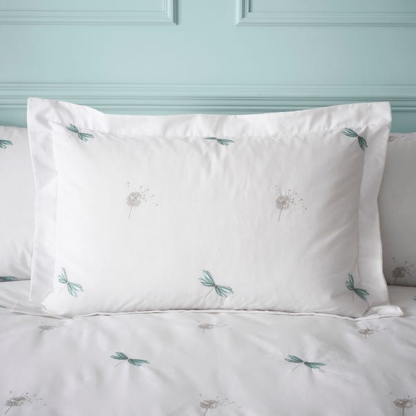 Dragonflies Embroidery Seafoam Oxford Pillowcase image 1 of 3