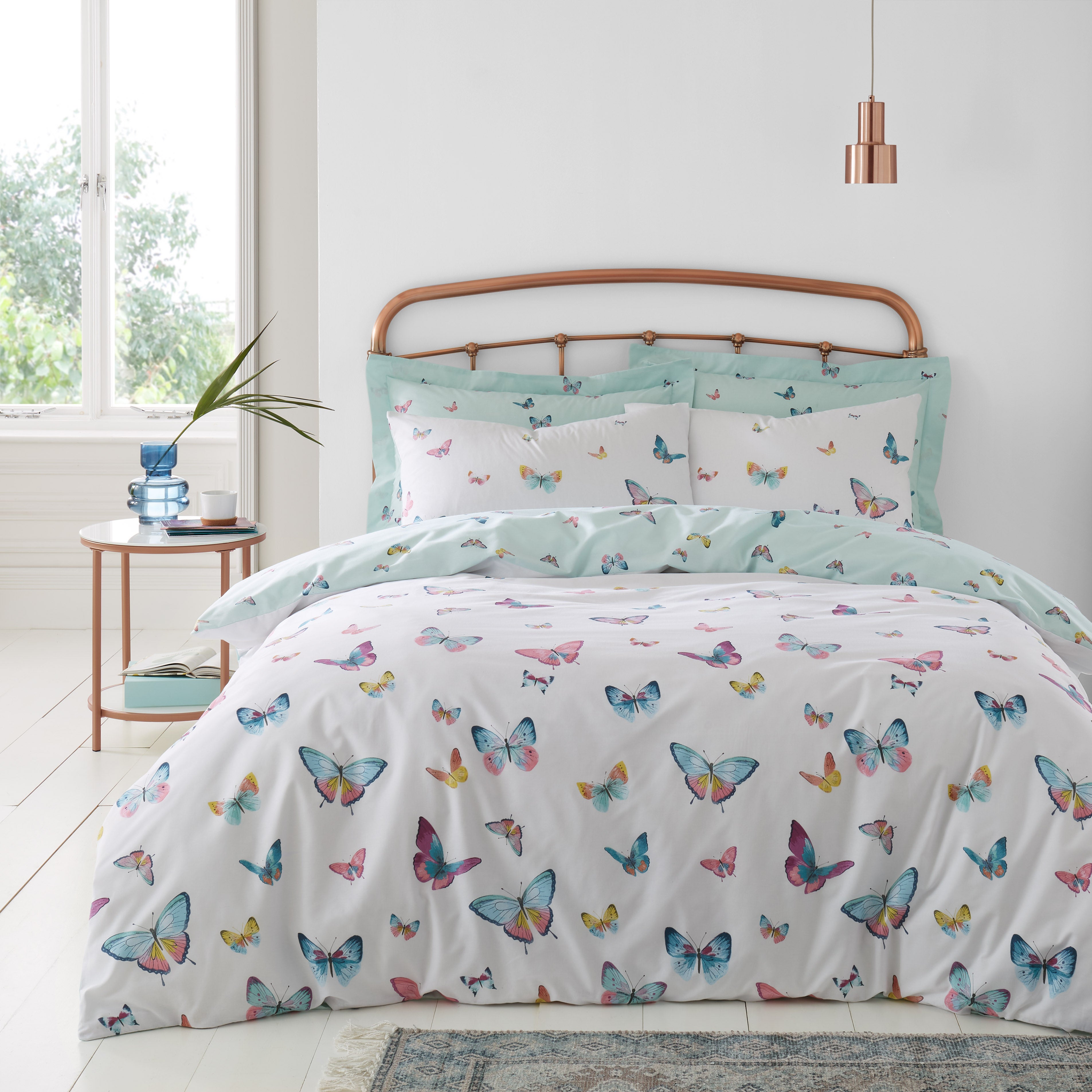 Butterflies Duvet Cover And Pillowcase Set Pink