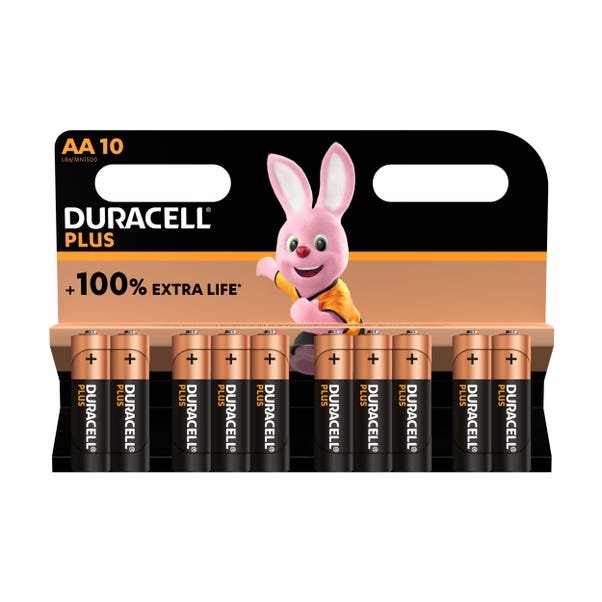 Pack of 10 Duracell Plus Power AA Batteries image 1 of 1