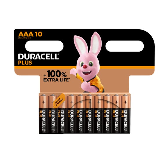 Pack Of 10 Duracell Plus Power AAA Batteries | Dunelm