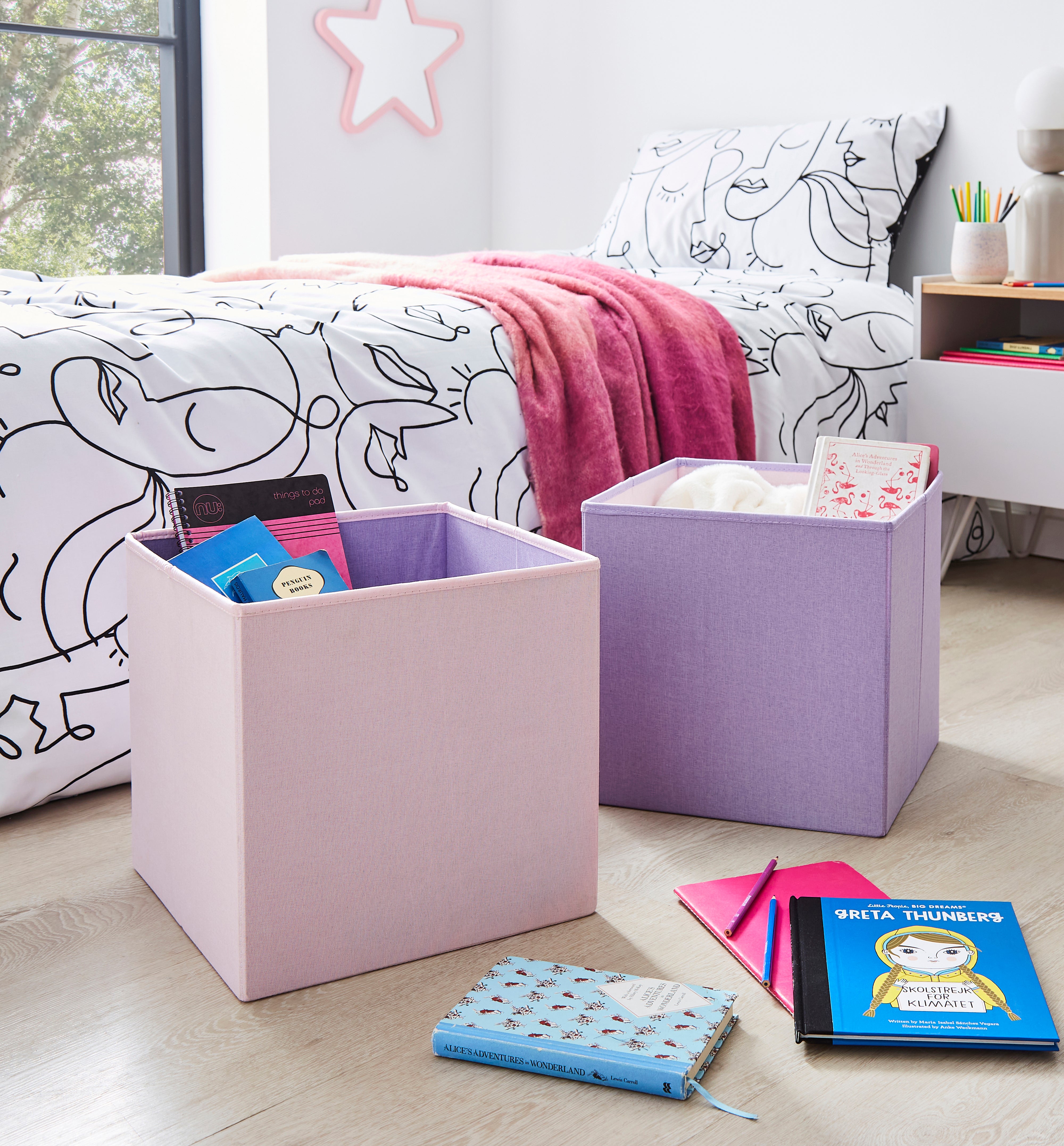 Set Of 2 Kids Foldable Cube Storage Lilac