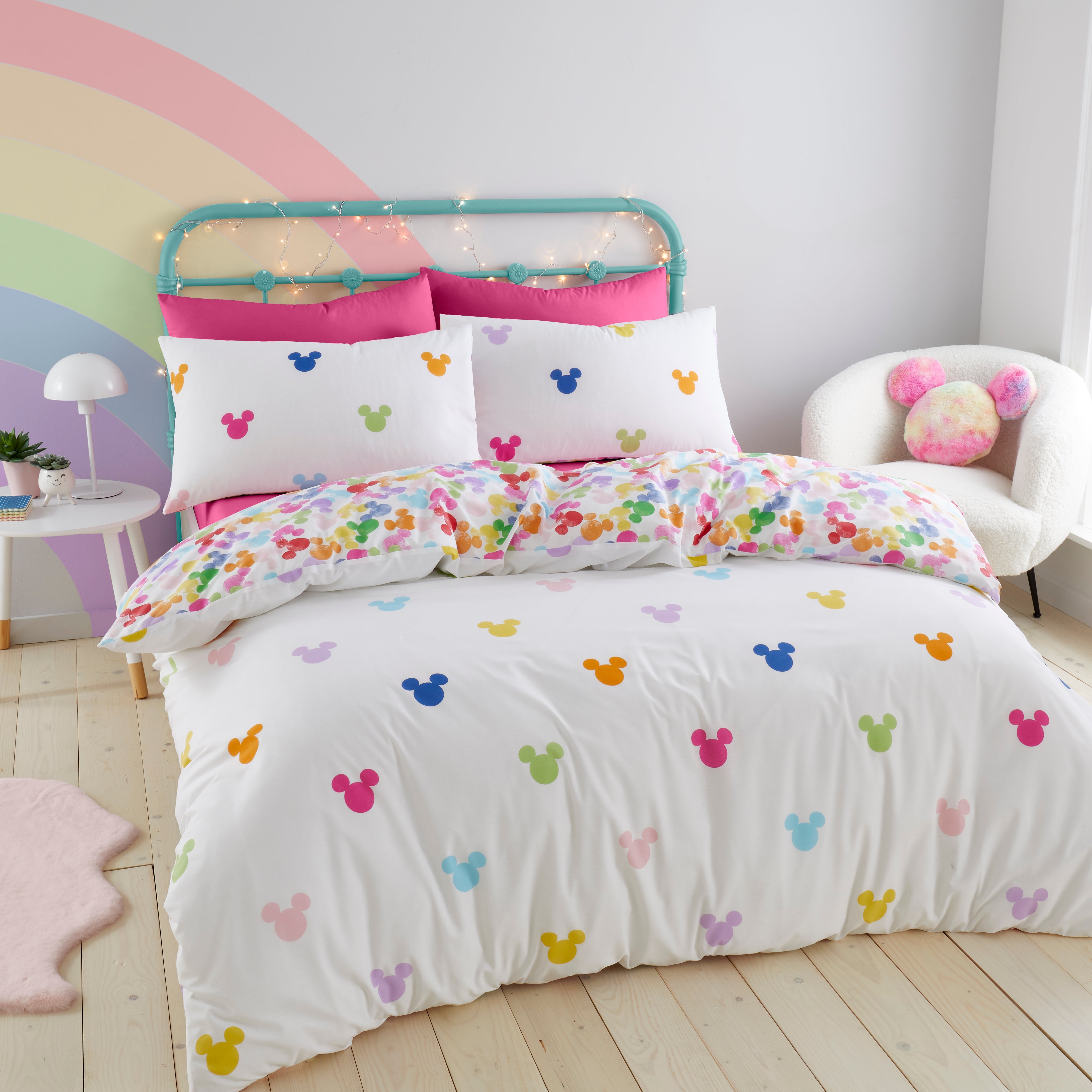 Disney Mickey Mouse Rainbow Duvet Cover & Pillowcase Set