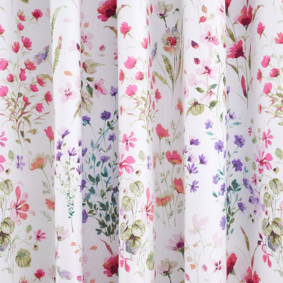 Watercoloured Floral Pink Blackout Eyelet Curtains Dunelm   30801509 Alt02 