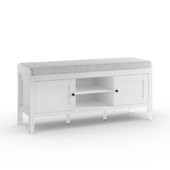 Lynton Storage Bench White Dunelm