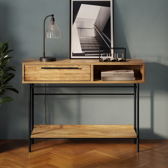 Mango wood and metal store console table