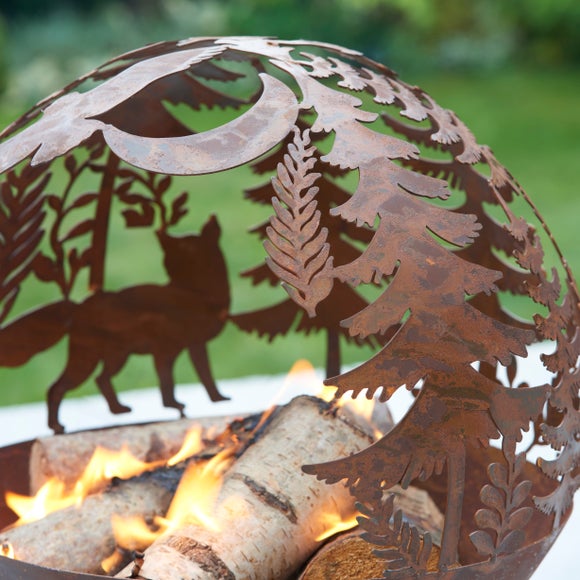 Oxidised Woodland Globe Fire Pit Dunelm