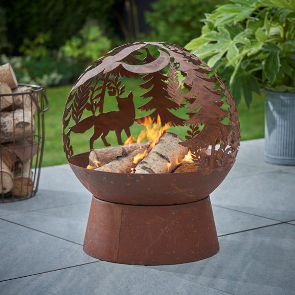 Oxidised Woodland Globe Fire Pit Dunelm