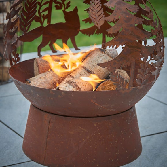 Oxidised Woodland Globe Fire Pit Dunelm
