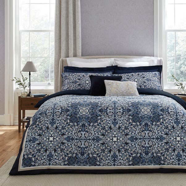 Dorma Kaleidoscope Navy Cotton Sateen Duvet Cover and Pillowcase Set image 1 of 3