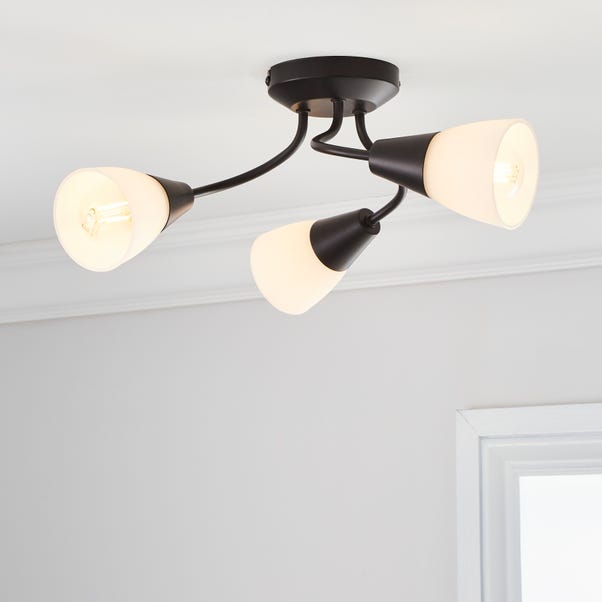Ordway Frosted 3 Light Semi Flush Ceiling Light image 1 of 5