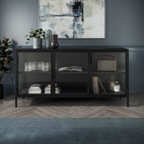 Stannis Sideboard Black, Ribbed Glass