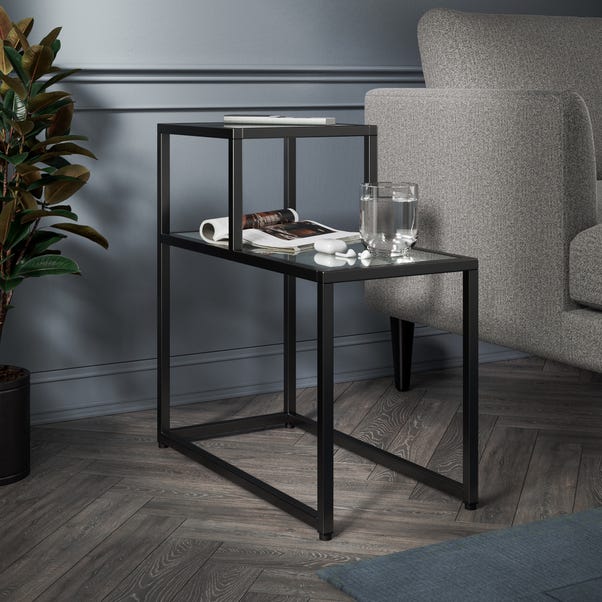 Stannis Sofa Side Table Black, Ribbed Glass image 1 of 5
