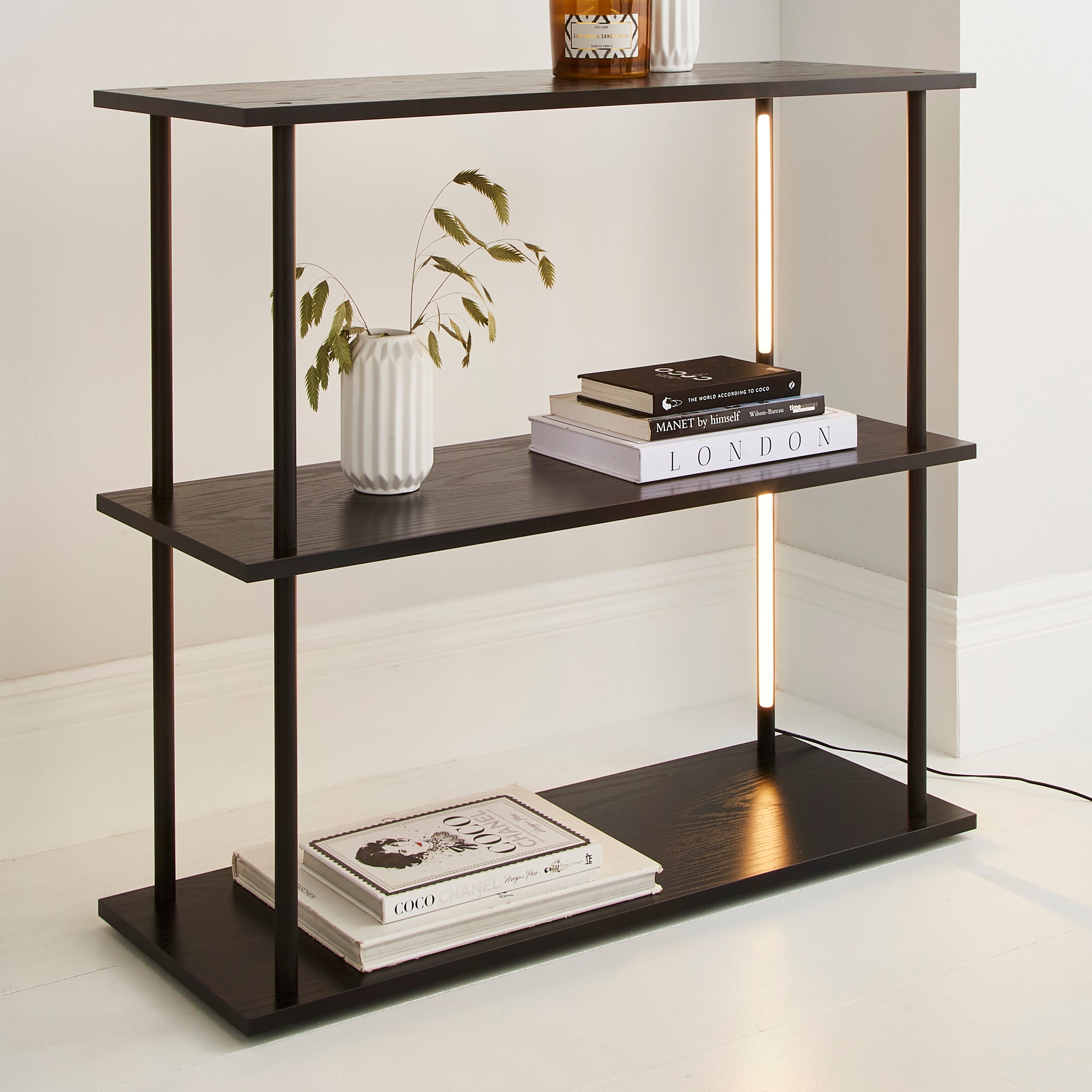 Cole Console Table With Led Light Black Black